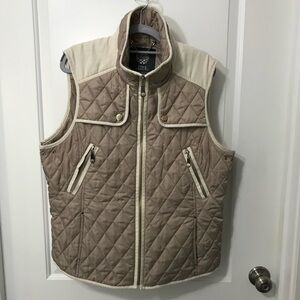 Vince Camuto Full Zip Beige and Cream Quilted Vest XL. EUC